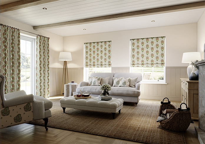 Petal & Block Lotus Blossom, Neem - Roman Blind - Image 6